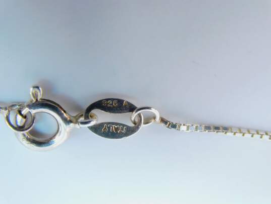 Vintage 925 Etched Bangle Bracelet & Heart Pendant Necklace w/ Blue Topaz & Peridot Earrings 25g image number 8