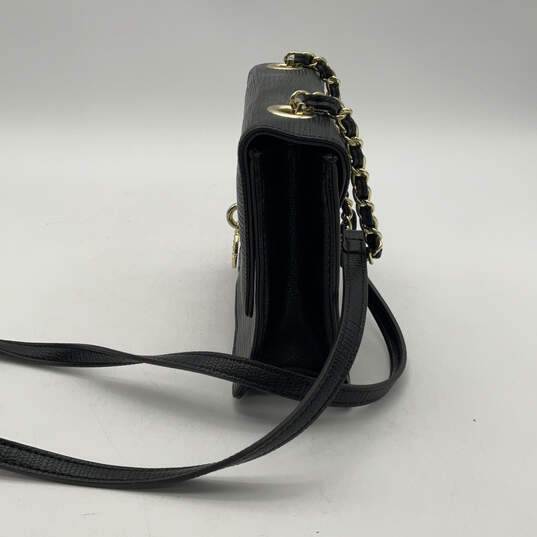 Womens Black Leather Inner Pocket Adjustable Strap Stylish Crossbody Bag image number 4
