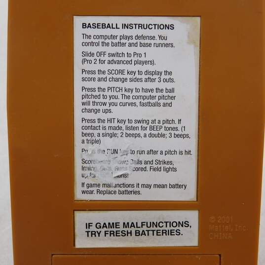 2001 Mattel Classic Electronic Baseball Handheld Video Vintage Game image number 3
