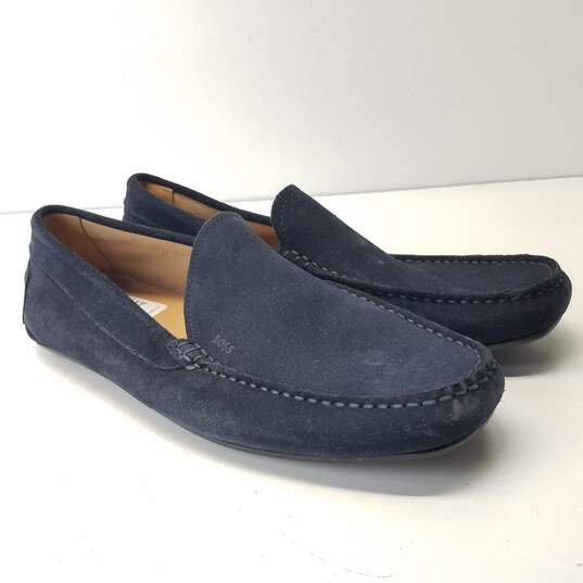 Hugo Boss Navy Blue Suede Driving Loafers Shoes Men's Size 43 image number 3