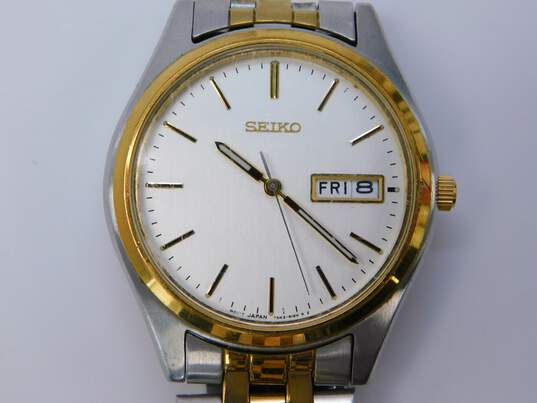 Buy the Seiko Two Tone Stainless Steel 7N43-9048 Day Date Men's Watch |  GoodwillFinds