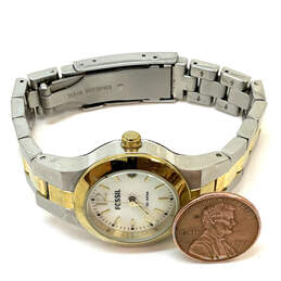 Designer Fossil AM-4260 Two-Tone Chain Strap Round Dial Analog Wristwatch alternative image