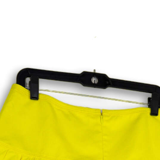 NWT Womens Yellow Back Zip Pleated Stretch Short A-Line Skirt Size 12 image number 1