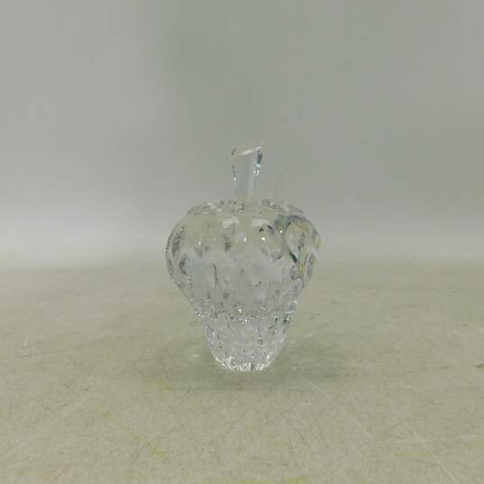 Waterford Crystal Heavy Faceted Heart & Strawberry Paperweights - Broken Stem image number 4