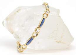 Elegant 10K Yellow Gold Sapphire & Diamond Accent Bracelet 9.1g