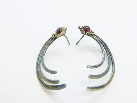 Artisan Sterling Silver Garnet Earrings 24.5g image number 3