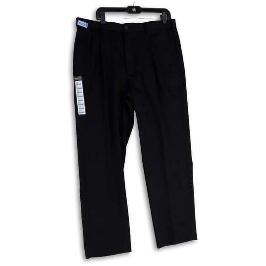 NWT Mens Black Pleated Classic Fit Stretch Dress Pants Size 36W X31L image number 1