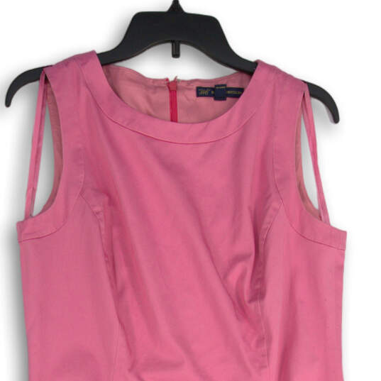 Womens Pink Sleeveless Crew Neck Back Zip Regular Fit Shift Dress Size 10 image number 3