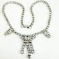 Vintage Silvertone Icy Rhinestone Pendant & Chain Necklaces Wide Accordion Bracelet & Abstract Brooch 102.7g image number 7