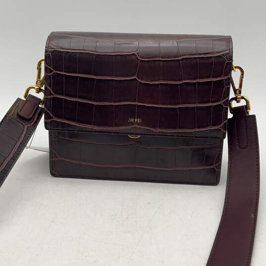 NWT JW PEI Womens Purple Leather Detachable Strap Crossbody Bag Purse image number 1