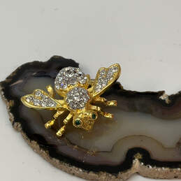 Designer Joan Rivers Gold-Tone Clear Rhinestones Bee Classsic Brooch Pin