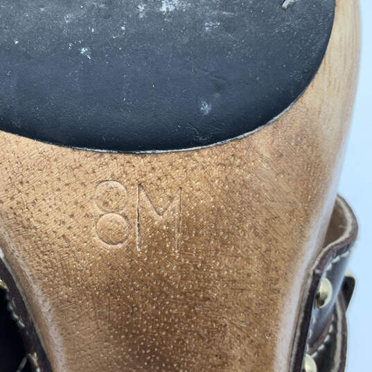 Womens Brown Leather Toe Loop Studded Slip-On Block Platform Heels Size 8M image number 7