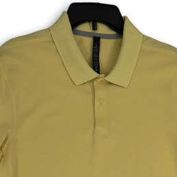 Mens Yellow Spread Collar Short Sleeve Polo Shirt Size Large