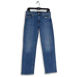 Womens Blue Denim 5-Pocket Design Medium Wash Straight Leg Jeans Size 29