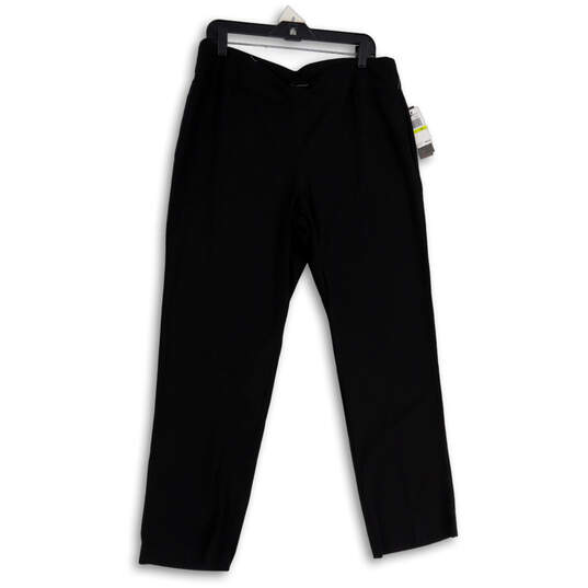 NWT Womens Black Flat Front Elastic Waist Straight Leg Dress Pants Size 14 image number 1