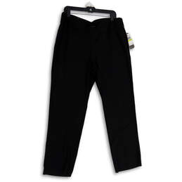 NWT Womens Black Flat Front Elastic Waist Straight Leg Dress Pants Size 14