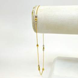 10K Two Tone Yellow & White Gold Beaded Anklet 1.7g alternative image
