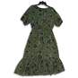 NWT Walter Baker Womens Green Pink Short Sleeve Split Neck A-Line Dress Size M image number 2