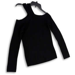 NWT Womens Black Knitted Long Sleeve Cold Shoulder Pullover Sweater Size S alternative image
