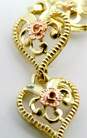 10K Yellow & Rose Gold Floral Filigree Heart Linked Bracelet 5.0g image number 3