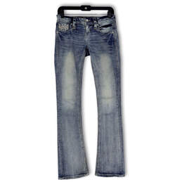 Womens Blue Denim Medium Wash Comfort Pockets Bootcut Leg Jeans Size 25