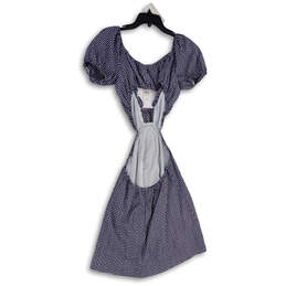 NWT Womens Blue White V-Neck Ruffle Double Cut Out Fit and Flare Dress Sz M alternative image