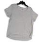Women Gray Short Sleeve Crew Neck Stretch Pullover T-Shirt Size Large image number 1
