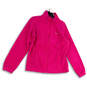 Womens Pink Fleece Long Sleeve Pockets Mock Neck Full-Zip Jacket Size L image number 4