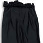 Womens Black Leather Belted Pockets Straight Leg Dress Pants Size XS image number 3