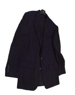 Mens Dark Blue Long Sleeve Collared 2 Button Suit Blazer Size 44R alternative image