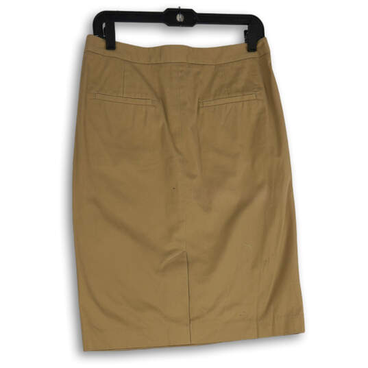 NWT Womens Tan Flat Front Back Slit Slash Pocket Straight & Pencil Skirt 4 image number 2