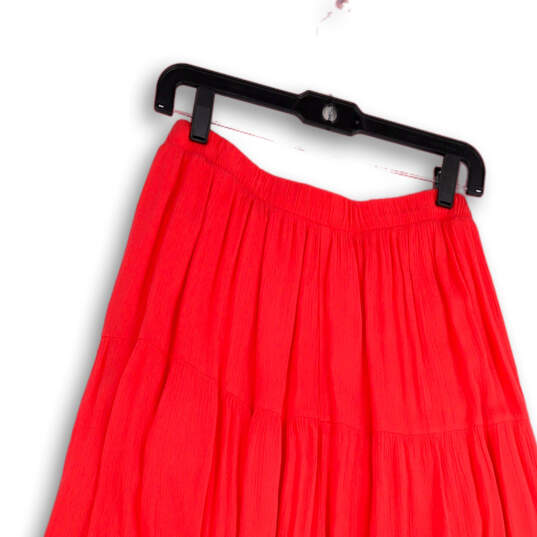 Womens Red Pleated Front Elastic Waist Pull-On Maxi Skirt Size Large image number 4