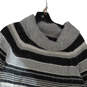 Womens Gray Black Striped Long Sleeve Cowl Neck Pullover Sweater Size M image number 3
