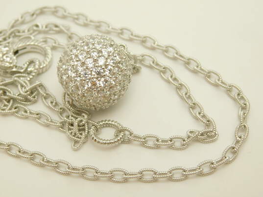 925 Judith Ripka CZ Pave Ball Pendant Necklace image number 5