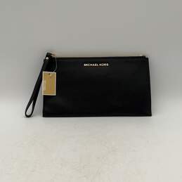 NWT Michael Kors Womens Black Gold Zipper Makeup Wristlet Wallet Clutch