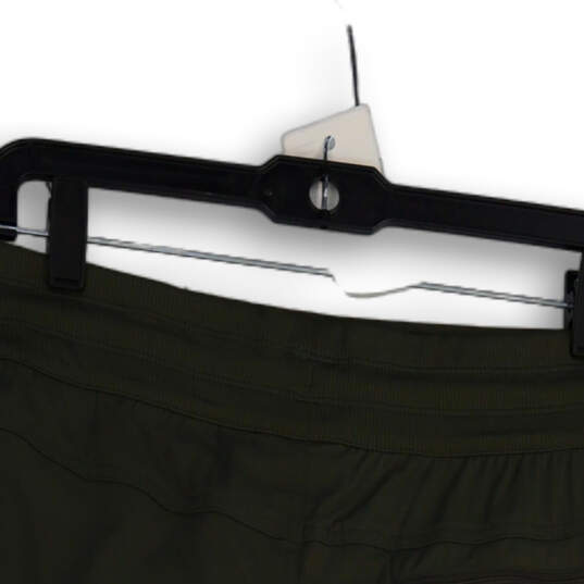 Women’s Green Elastic Waist Pockets Drawstring Bermuda Shorts Size Medium image number 4