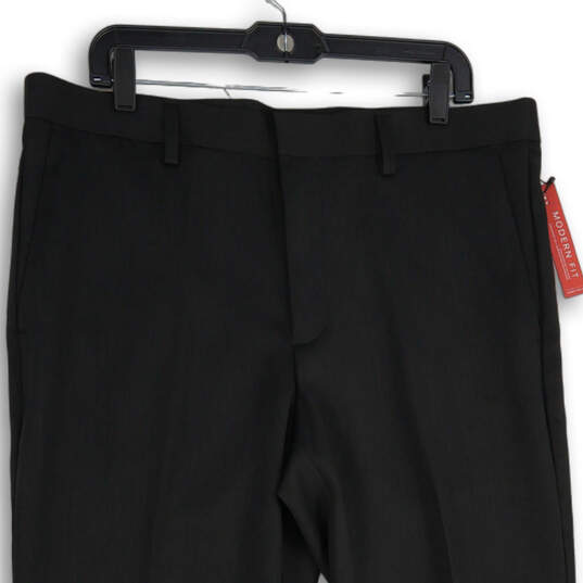 NWT Mens Black Flat Front Straight Leg Travel Lux Dress Pants Size 36X30 image number 3