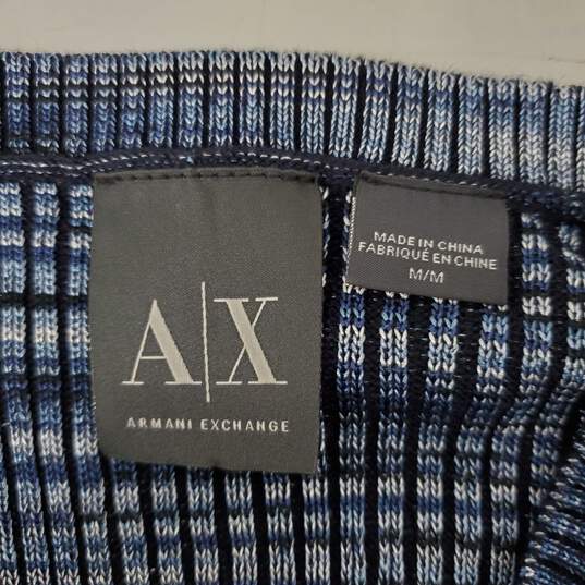 Armani Exchange WM's Rayon Polyester Blue Stripe V-Neck Sweater Size MM image number 3
