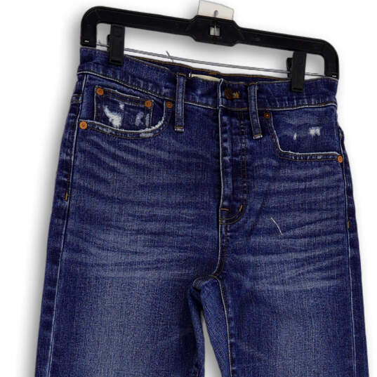 Womens Blue Medium Wash Denim Pockets Raw Hem Skinny Leg Jeans Size 26 image number 3