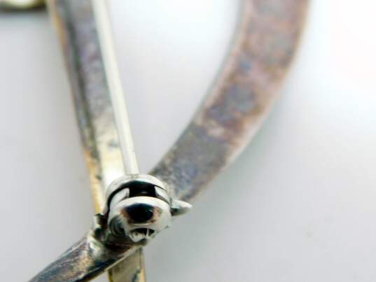 Sterling Silver Modernist Hook On Bangle Bracelet & Statement Brooch 22.7g image number 2