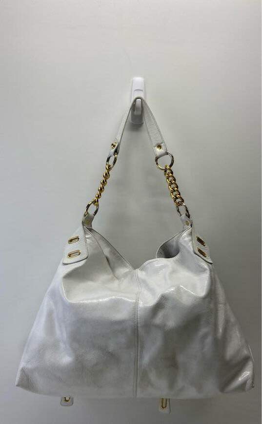 Goldenbleu White Patent Leather Shoulder Tote Bag image number 2