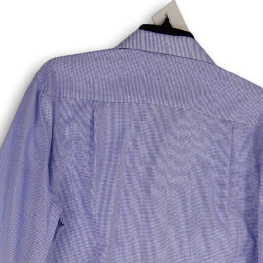 Mens Blue Check Infinite Non-Iron Slim Fit Stretch Dress Shirt Sz 16 36/37 image number 4