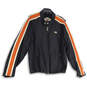 Mens Black Orange Long Sleeve Band Collar Full-Zip Jacket Size 2XL image number 1