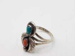 M. Yazzie 925 Silver Coral & Turquoise Southwestern Ring Sz 6 alternative image
