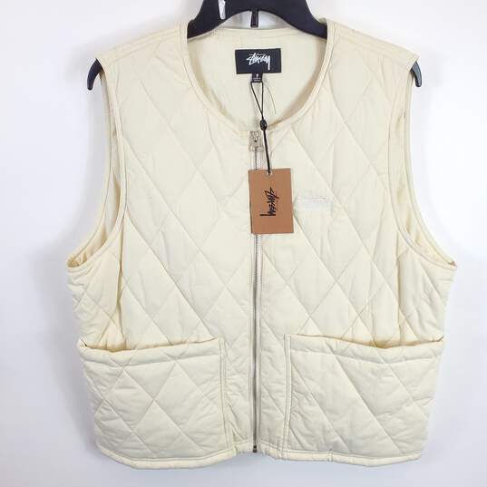 Sassy Men Ivory Quilted Vest S NWT image number 1
