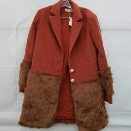 Anthropologie Keepsake Faux Fur Trim Coat NWT Size Medium