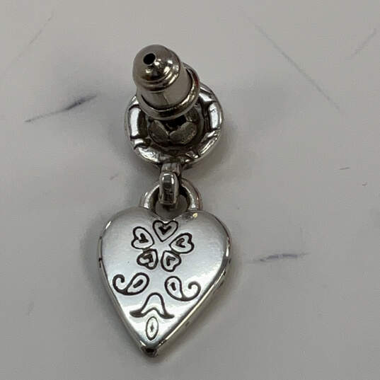 Designer Brighton Silver-Tone Etched Hanging Heart Dangle Earrings image number 4