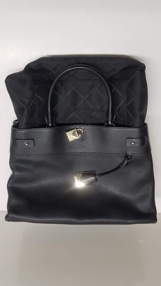 Michael Kors Black Tumbled Leather Bag w/ Gold Pendant Lock image number 6