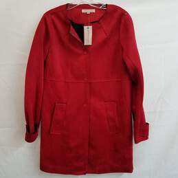 Red faux leather loose fitting snap front jacket XS nwt