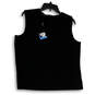 NWT Womens Black Sleeveless Crew Neck Back Zip Cropped Tank Top Size XL image number 1